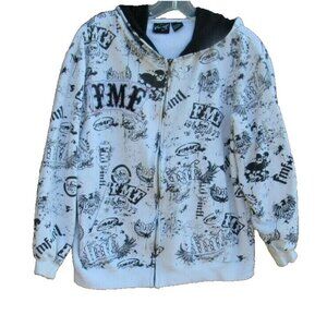 VTG FMF Racing Apparel Motocross All Over Print Spell Out Full Zip Hoodie S
